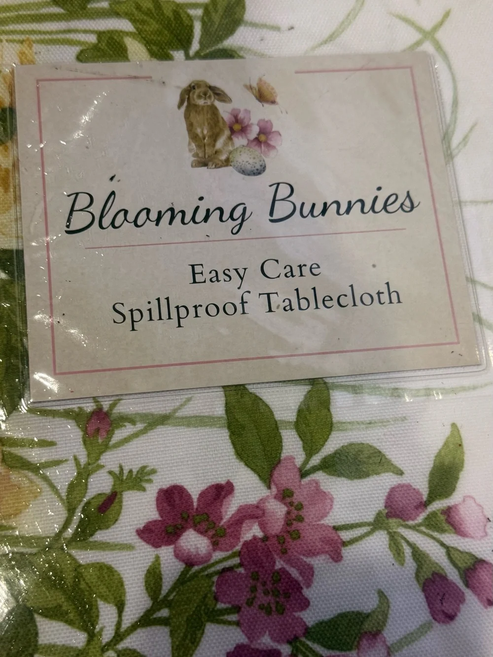 Benson Mills Blooming Bunnies Heavyweight Fabric Easter Tablecloth 60 x 84